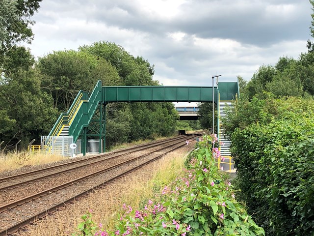 The new footbridge over the railway in Bamber Bridge