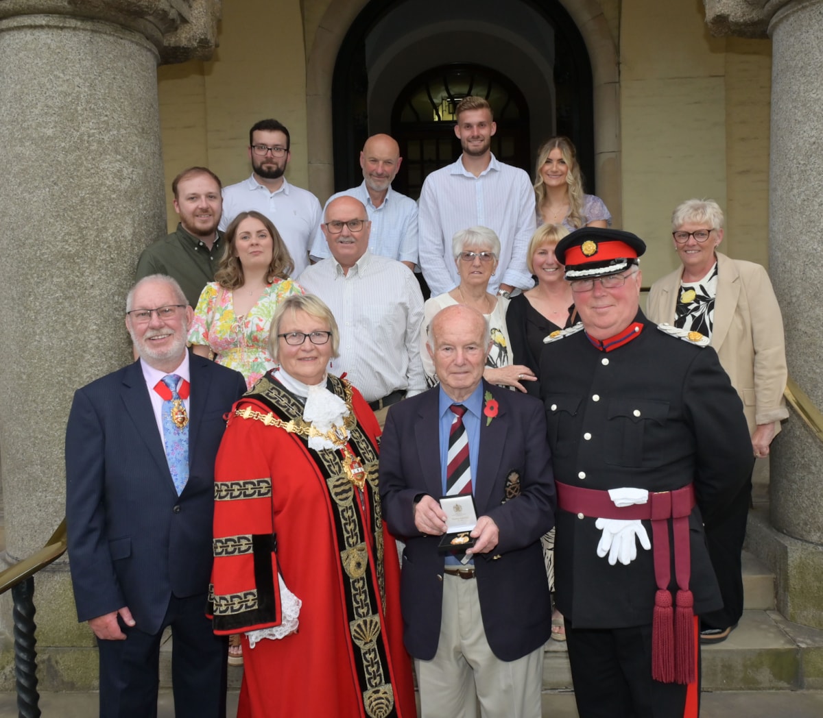 Alderman Ken Finch and family with the Mayor of Dudley, consort and Deputy Lieutenant