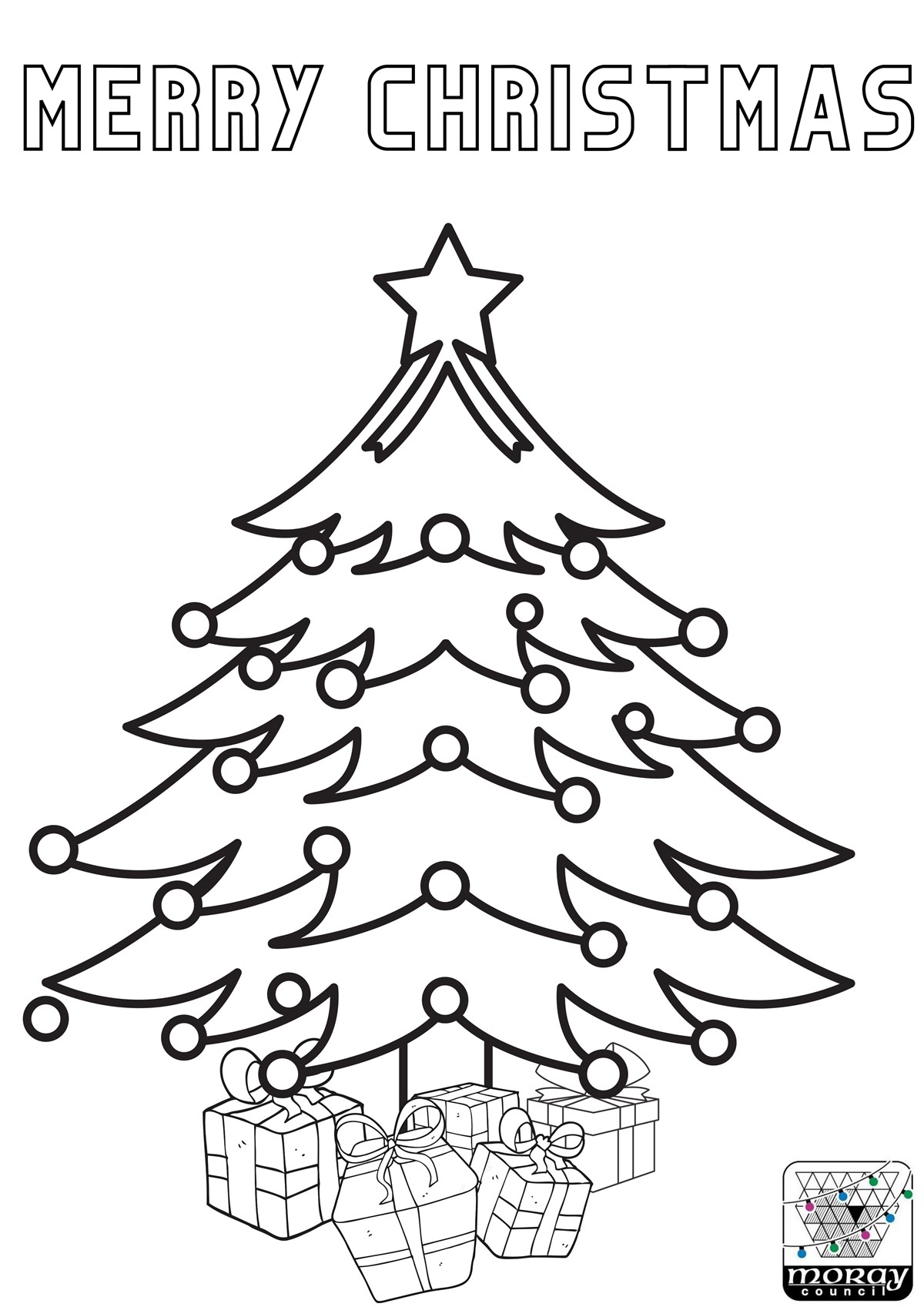 Colour me in Christmas tree template