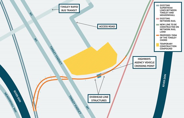 Have your say: new Chord to support Tram Train operations in Sheffield: Images showing location of proposed Tinsley chord