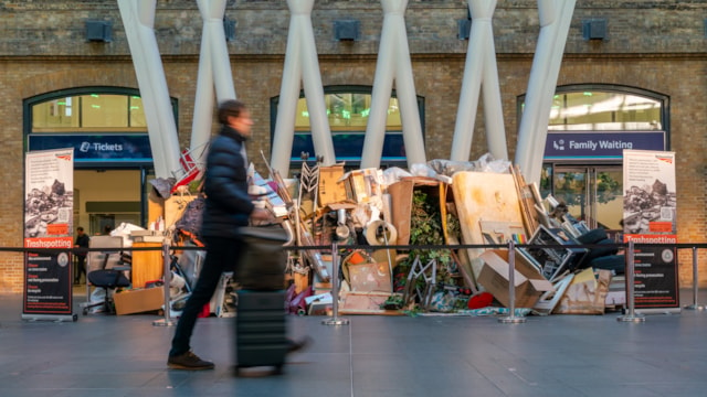 Striking installation at London King’s Cross to encourage more people to report fly-tipping: King's Cross rubbish installation 3