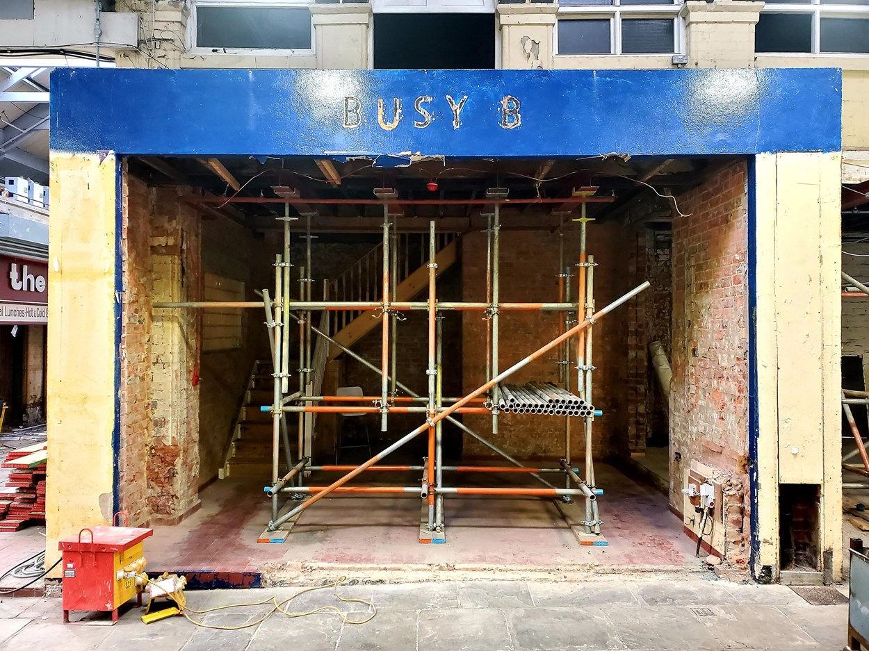 Market 7: Part of the Butchers Row section of Leeds Kirkgate Market's blockshops, shown as work on the renovation scheme got under way.