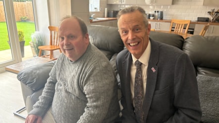 Cllr Graham Dalton with James at a development in Brierfield