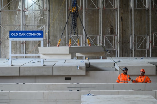 Platforms installation at Old Oak Common station May 2025