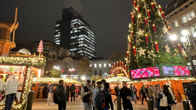 Birmingham stations gear up for the festive season: Birmingham Frankfurt Christmas Market tree 2024