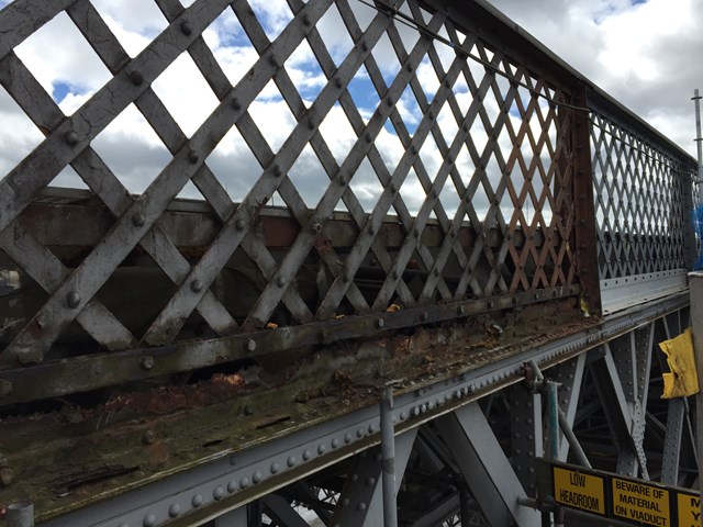 Tay Bridge trackside windfence under repair