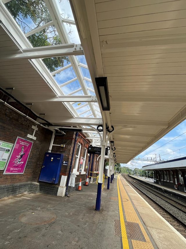 View of the repaired glazing at Wilmslow station: View of the repaired glazing at Wilmslow station