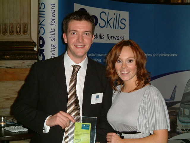 Chris Evans and Michelle Dewberry: Michelle Dewberry, from BBCs 'The Apprentice' presented Chris with his award
