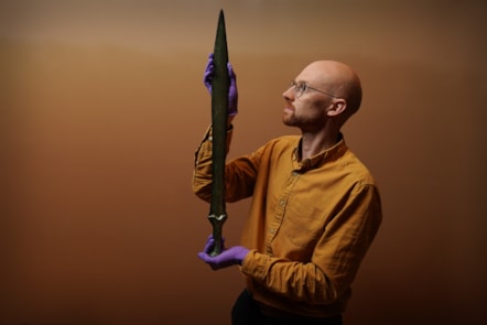 Dr Matthew Knight holds the Inverbroom sword. Photo (c) Stewart Attwood (4)
