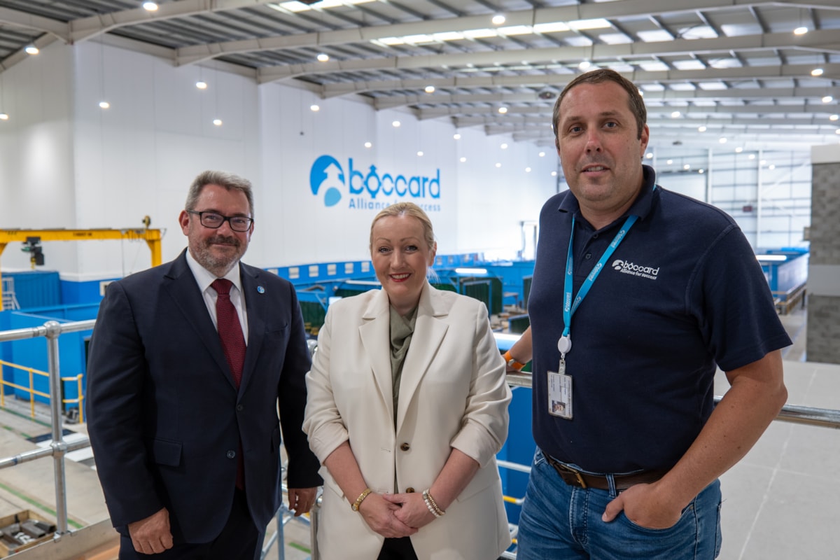 Economy Secretary Rebecca Evans at Boccard UK Ltd's new facility
