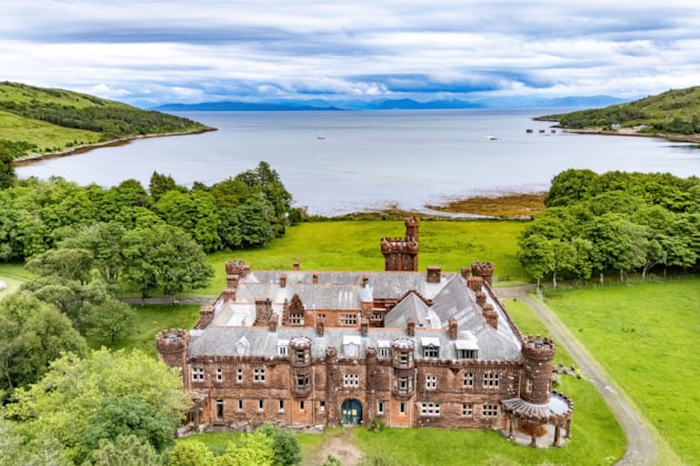 Kinloch Castle put up for sale by NatureScot: Kinloch Castle aerial ©Nest Marketing