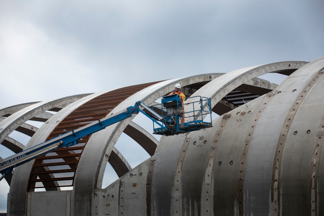 Test installation of the first mesh panels at the bat mitigation structure Nov 2025