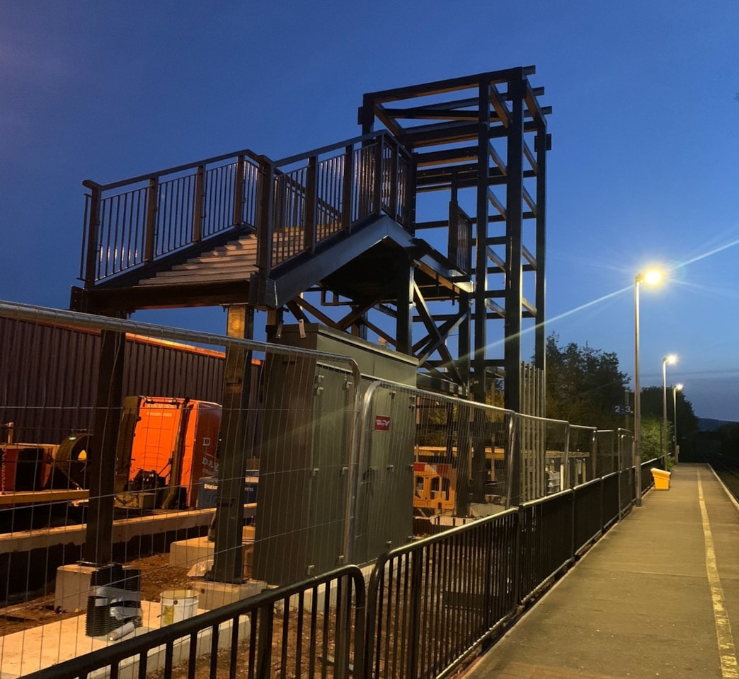 Staircases are installed at Cwmbran station as part of the Access For All scheme
