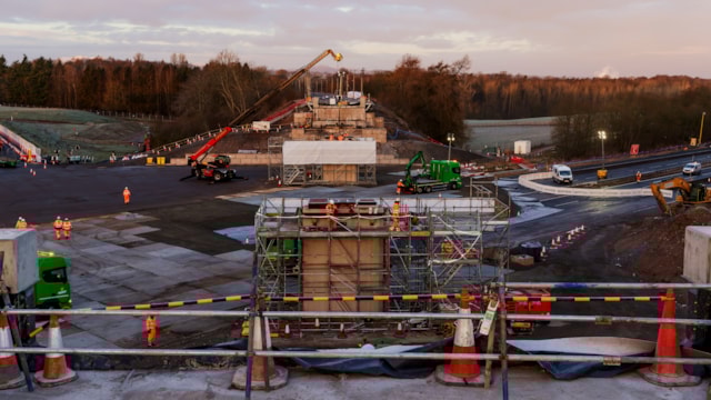 The gap in the railway awaiting the new railway bridge to be moved into position: The gap in the railway awaiting the new railway bridge to be moved into position