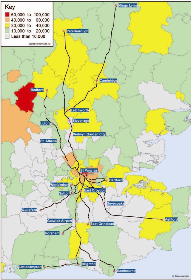 Thameslink - map of expanded Thameslink route