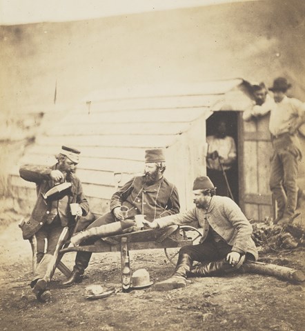 Roger FENTON (1819-69)
Hardship in the Camp
Albumenised salt print, 71.1 x 55.9 cm
Collection: National Library of Scotland, MacKinnon Collection, acquired jointly with the National Galleries of Scotland with assistance from the Heritage Lottery Fund, Scottish Government and Art Fund