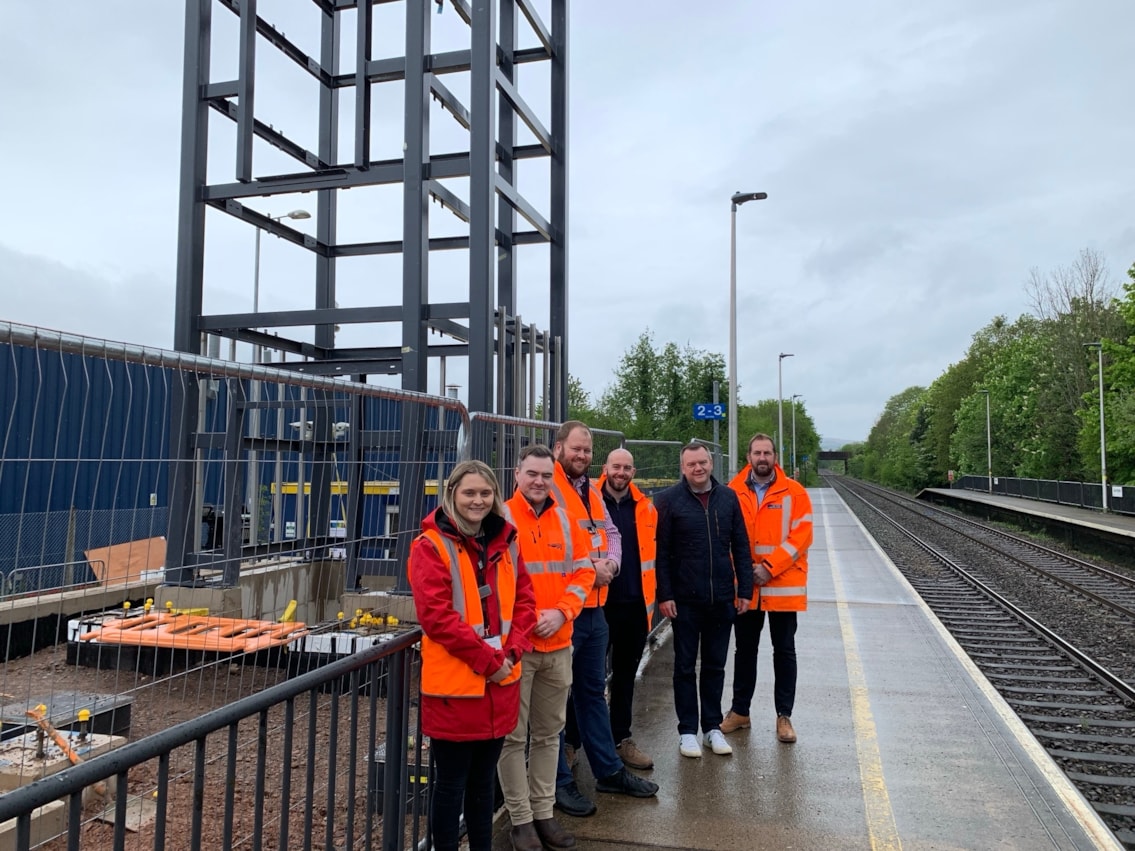 Torfaen MP Nick Thomas-Symonds and Network Rail staff at Cwmbran station-2