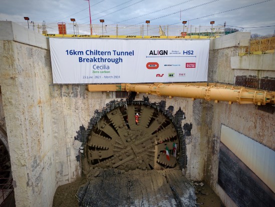 240321 TBM Cecilia breakthrough at Chiltern Tunnel North Portal DJI 0070