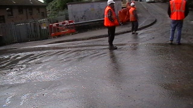 Flooding near Llandbradach: Flooding in South Wales