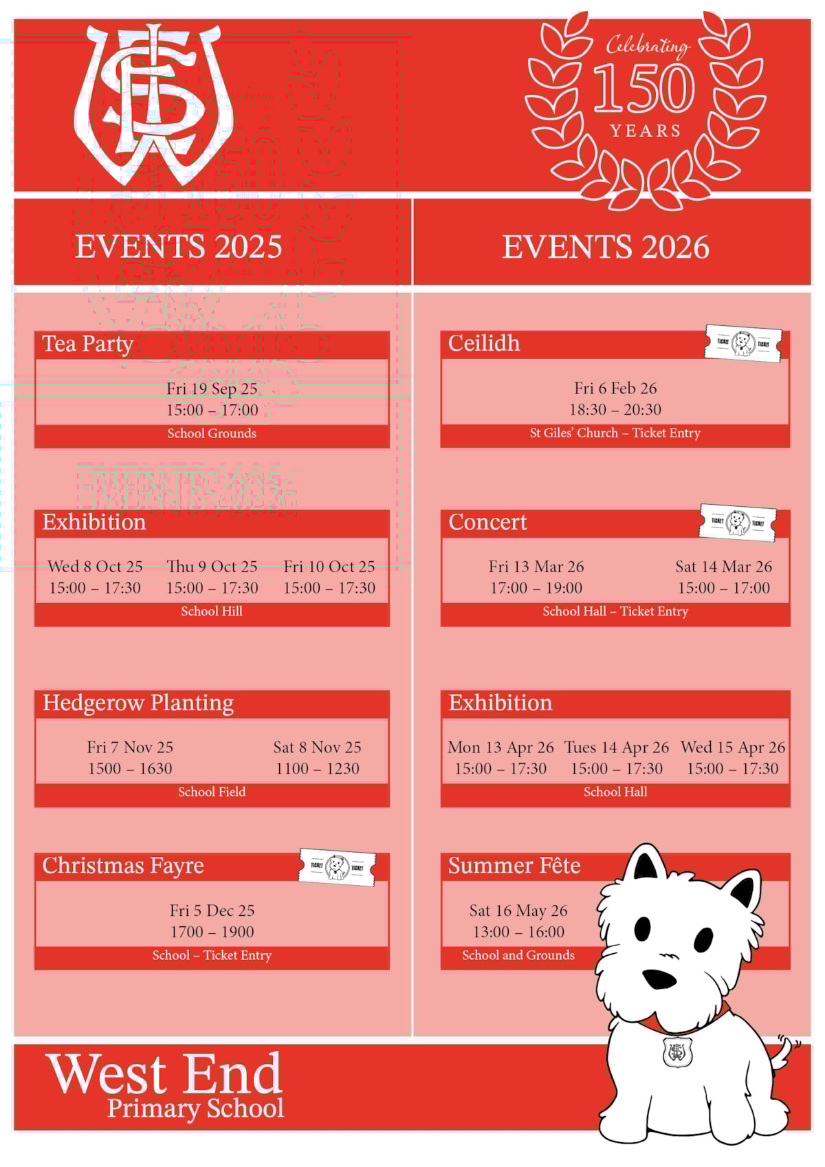 West End Primary 150th Anniversary celeberation Poster