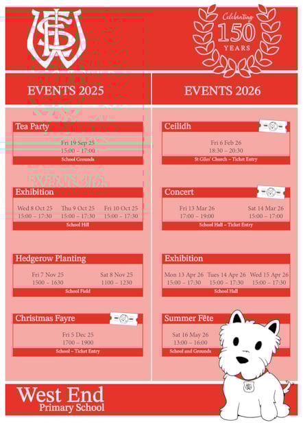 West End Primary 150th Anniversary celeberation Poster