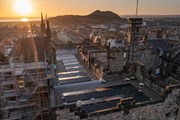 008-000-106-531-R: Recently installed solar panels on the roof of the Scottish National War Memorial Building, Edinburgh Castle.