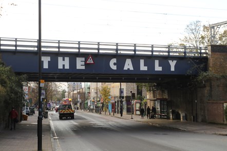 Bridge over Caledonian Road with 'The Cally' motif
