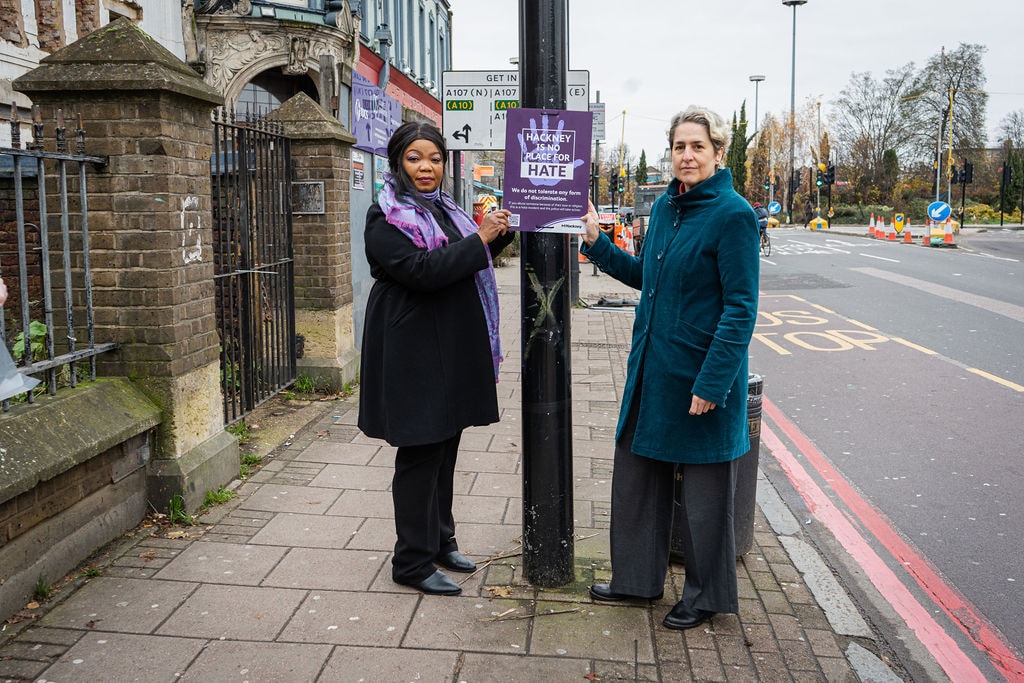 Cllr Fajana-Thomas OBE, Cabinet Member for Community Safety and Regulatory Services (left) and Mayor of Hackney, Caroline Woodley (right)
