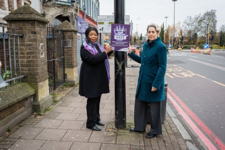 Cllr Fajana-Thomas OBE, Cabinet Member for Community Safety and Regulatory Services (left) and Mayor of Hackney, Caroline Woodley (right)