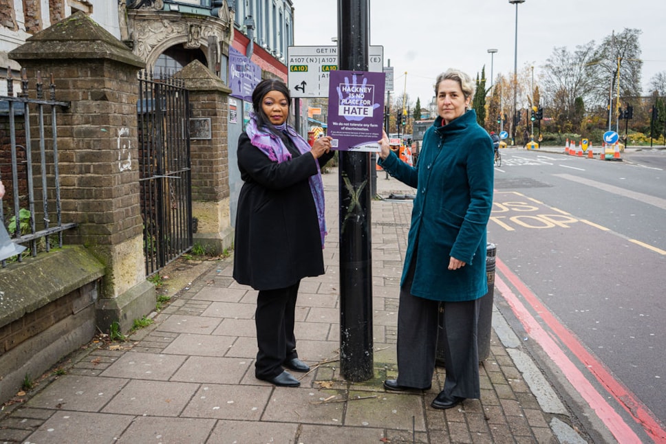 Cllr Fajana-Thomas OBE, Cabinet Member for Community Safety and Regulatory Services (left) and Mayor of Hackney, Caroline Woodley (right)