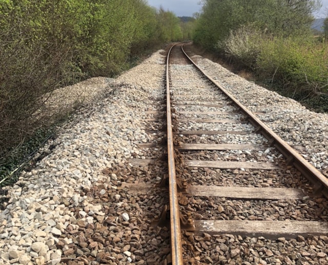 Picture of the completed repairs at Dolgarrog following flooding which closed the Conwy Valley Line