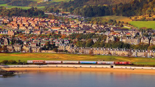 Last call! Exhibition train’s final tour dates announced: Inspiration on the Firth of Forth at Burntisland. Credit Network Rail Scotland Air Operations-2