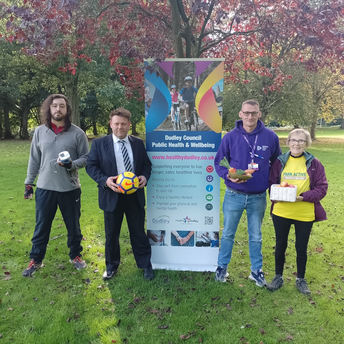 Jake Ingram, Park Active Volunteer ,Councillor James Clinton, cabinet member for public health, Nic Burke, Atlantic House and Jane Lacey,Park Active Volunteer