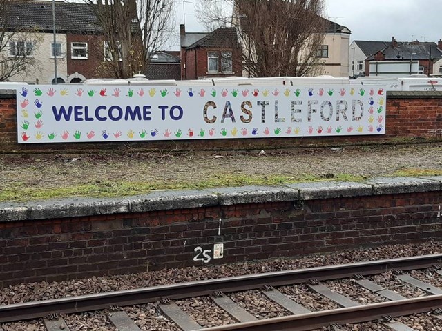 Mural made by local school children welcomes passengers to revamped station: Castleford Mural
