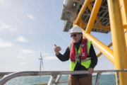 Ignacio Galán at an offshore windfarm   West of Duddon Sands: Ignacio Galán at an offshore windfarm   West of Duddon Sands
