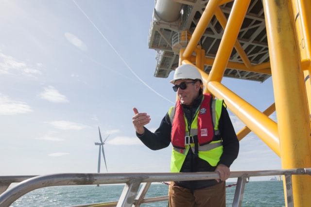 Ignacio Galán at an offshore windfarm   West of Duddon Sands