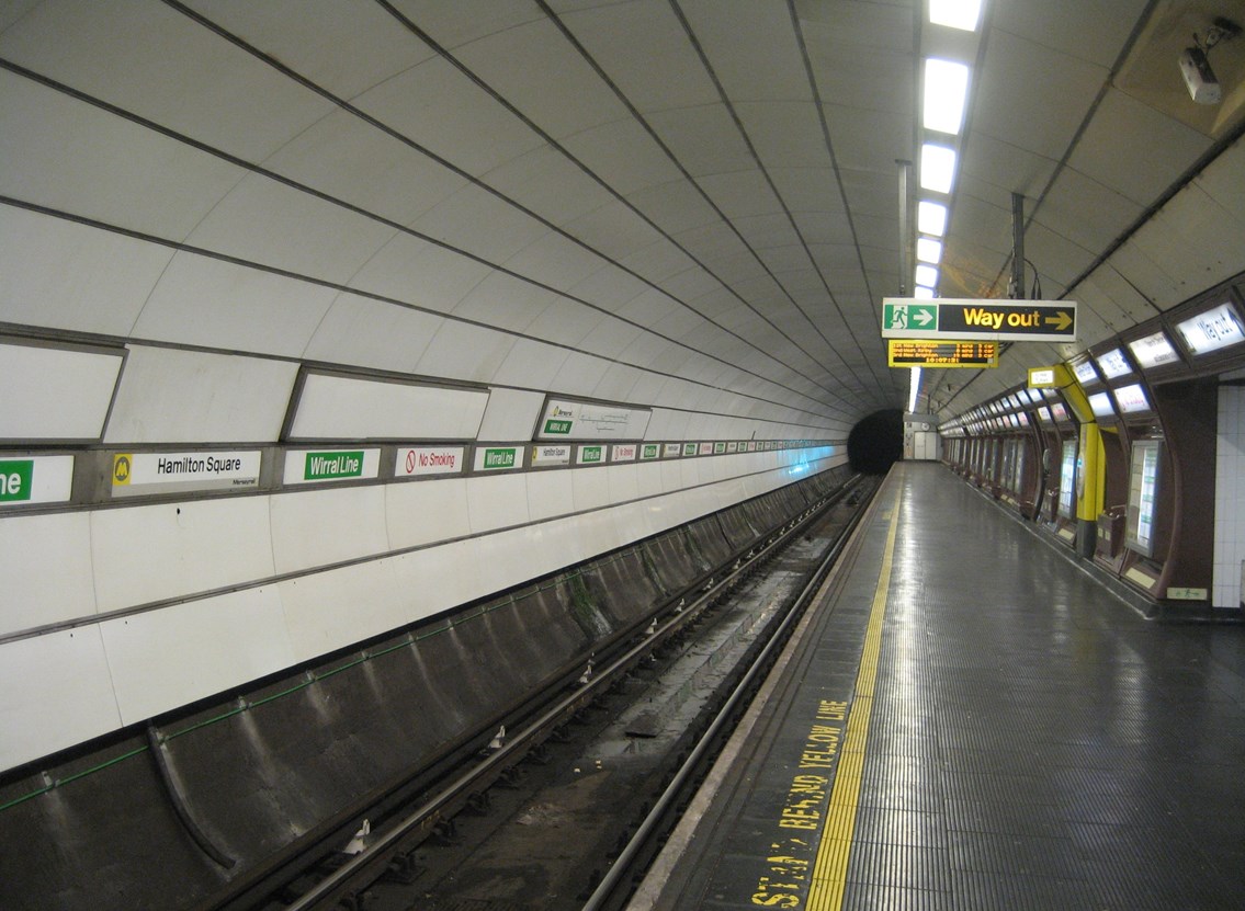 Current platforms at Hamilton Square station, Birkenhead