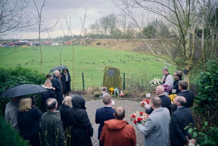 A service of remembrance at the Great Heck memorial garden, LNER