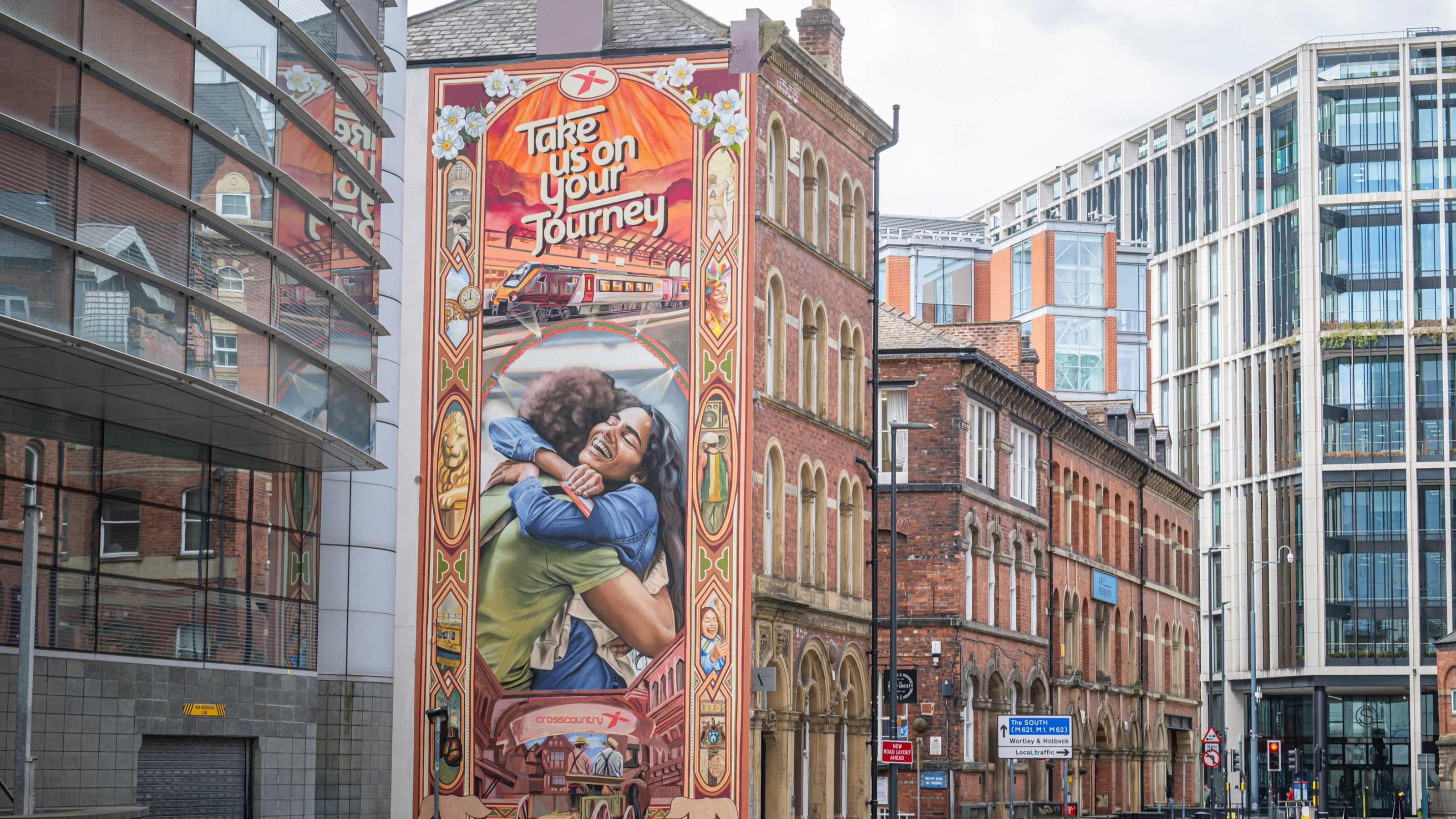 The Embrace - Elle Koziupa's mural on Aire Street, Leeds