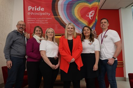 Deputy Minister for Social Partnership meeting Principality Building Society staff in Cardiff