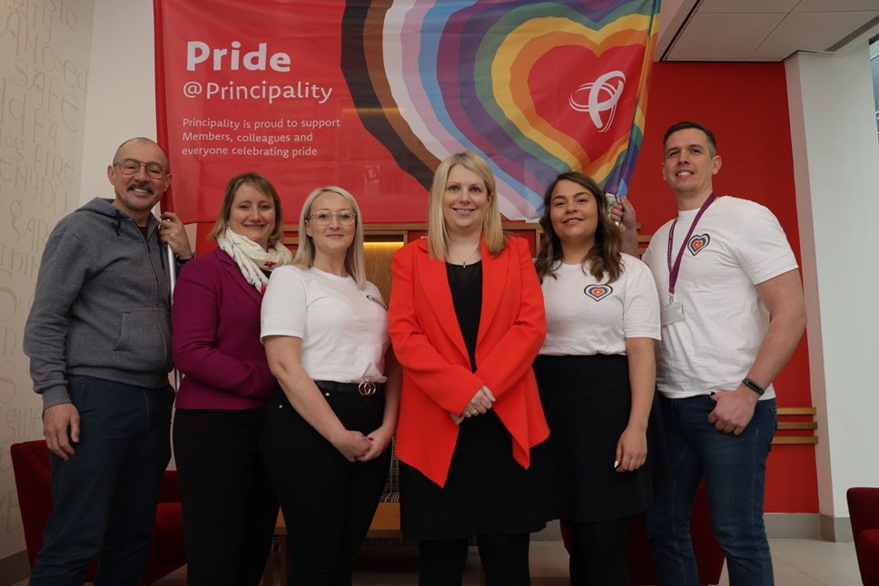 Deputy Minister for Social Partnership meeting Principality Building Society staff in Cardiff