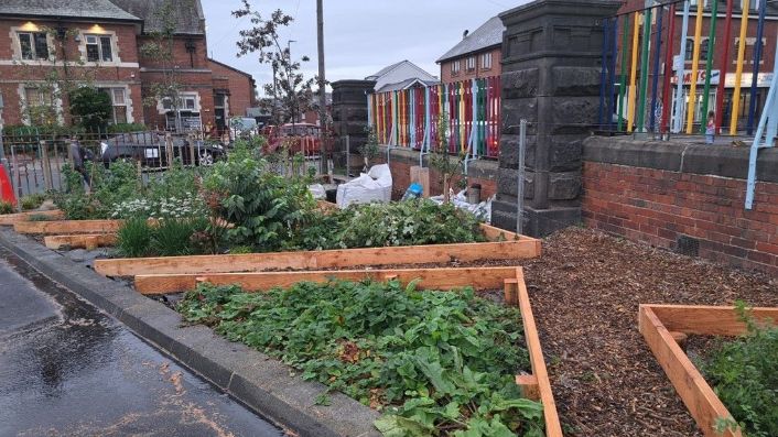 Growing beds: The new park features vegetable growing beds.