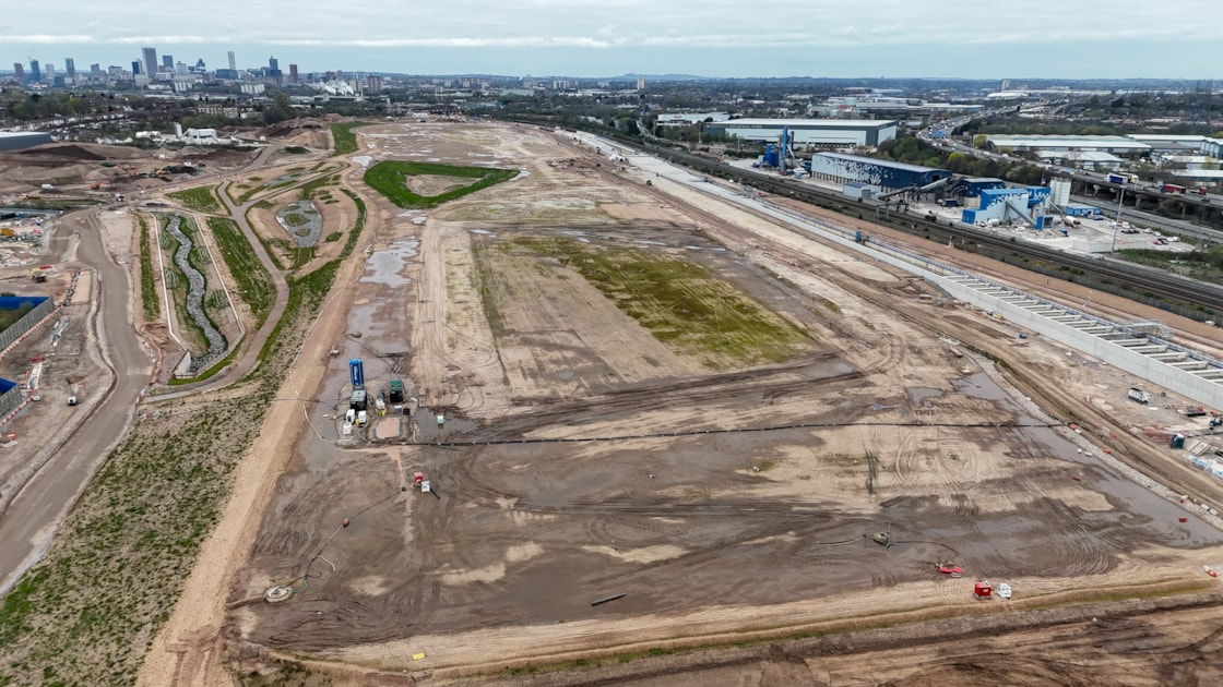 Aerial view of the Washwood Heath depot site prior to the start of construction - Spring 2026