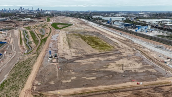Aerial view of the Washwood Heath depot site prior to the start of construction - Spring 2026
