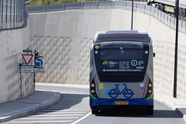 TfL Image - Silvertown Tunnel Cycle Shuttle using the Silvertown Tunnel