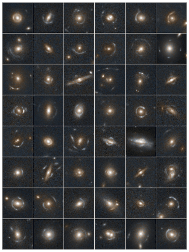 Euclid data image: A selection of strong gravitational lenses found in the new Euclid data. 

Image credit: ESA/Euclid/Euclid Consortium/NASA, M. Walmsley, T. Li, N. Lines, and Euclid SL SWG