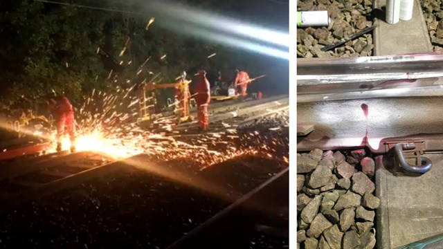 Passengers thanked after overnight emergency track repairs in Huyton: Workers fix cracked railway crossing in Huyton