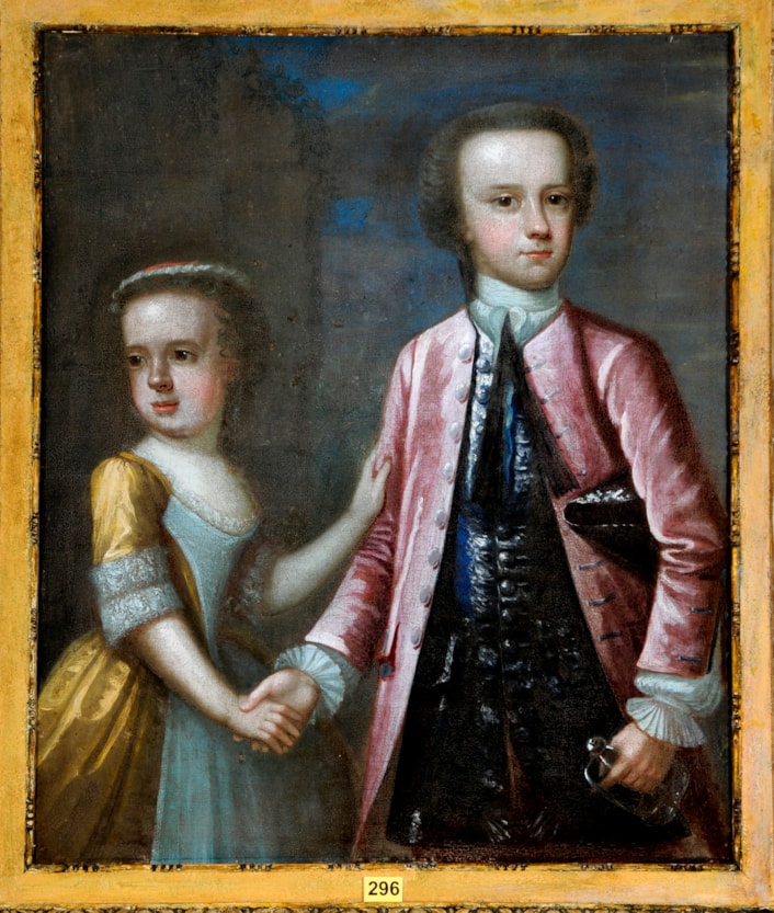 Fashion at Play talk: Other questionable outfits featured in the event include those worn by youngsters Elizabeth and Edward, captured in a painting from around 1740.
Aged around 12, Edward has been dressed in an adult suit, sporting a large wig and is even holding a dress sword in an effort to make him look like a proper grown-up gentleman for the portrait.