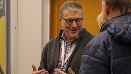 Cllr Mike Evemy at Moreton Local Plan exhibition.