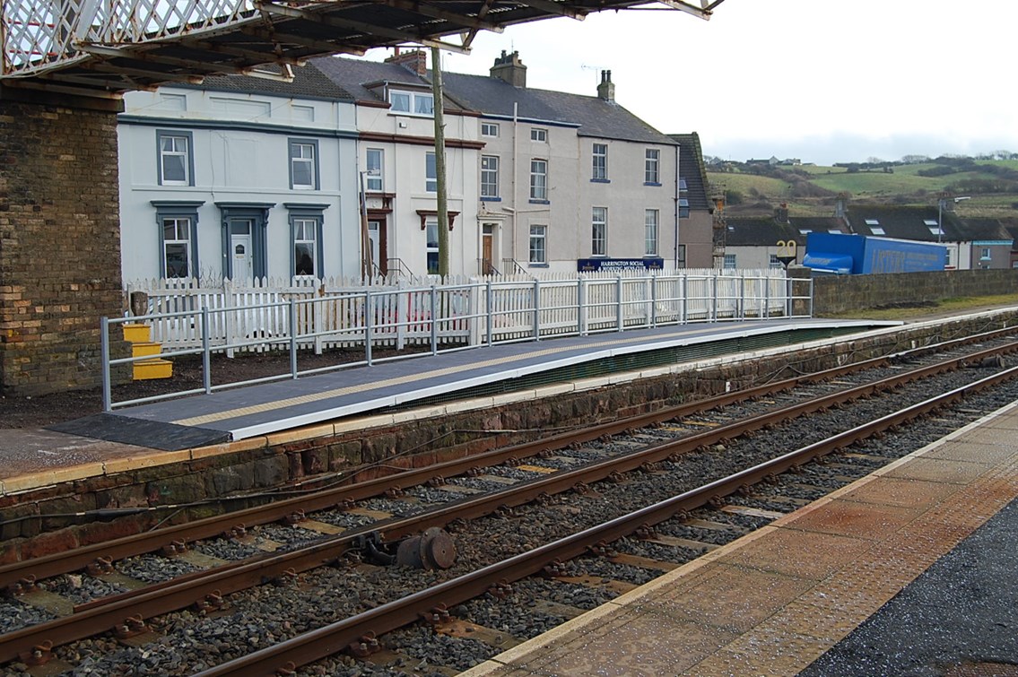 NORTHWICH RAIL PASSENGERS GET THE HUMP: The first Easier Access Area at Harrington, Cumbria